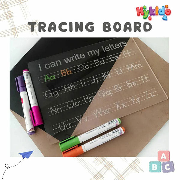 Acrylic Alphabet Tracing Board for Handwriting Practice - Reusable Educational Tool for Kids