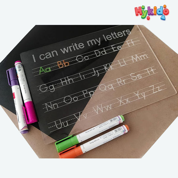 Acrylic Alphabet Tracing Board for Handwriting Practice - Reusable Educational Tool for Kids