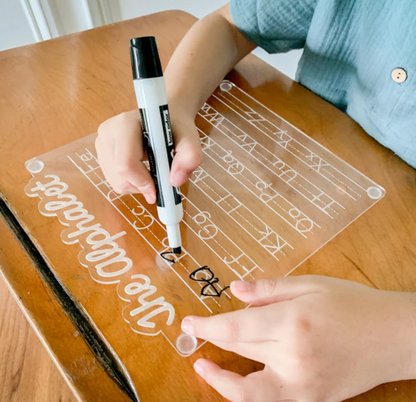 Acrylic Alphabet Tracing Board for Handwriting Practice - Reusable Educational Tool for Kids